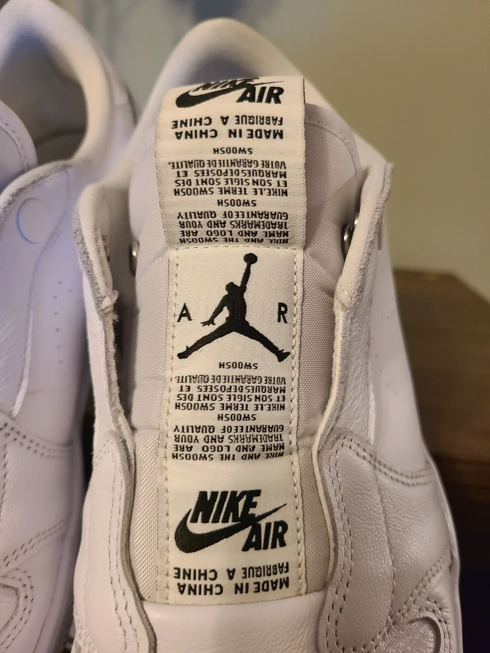 Nike Air Jordan 1 Retro Low White Leather Slip On's AV3918-100 Size  11
